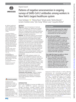 Patterns of Negative Seroconversion in Ongoing Surveys of SARS-Cov-2 Antibodies Among Workers in New York's Largest Healthcare