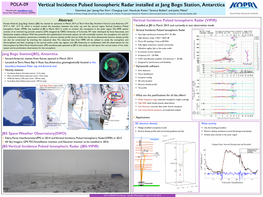 Vertical Incidence Pulsed Ionospheric Radar Installed at Jang Bogo Station, Antarctica Geonhwa Jee, Ghjee@Kopri.Re.Kr Geonhwa