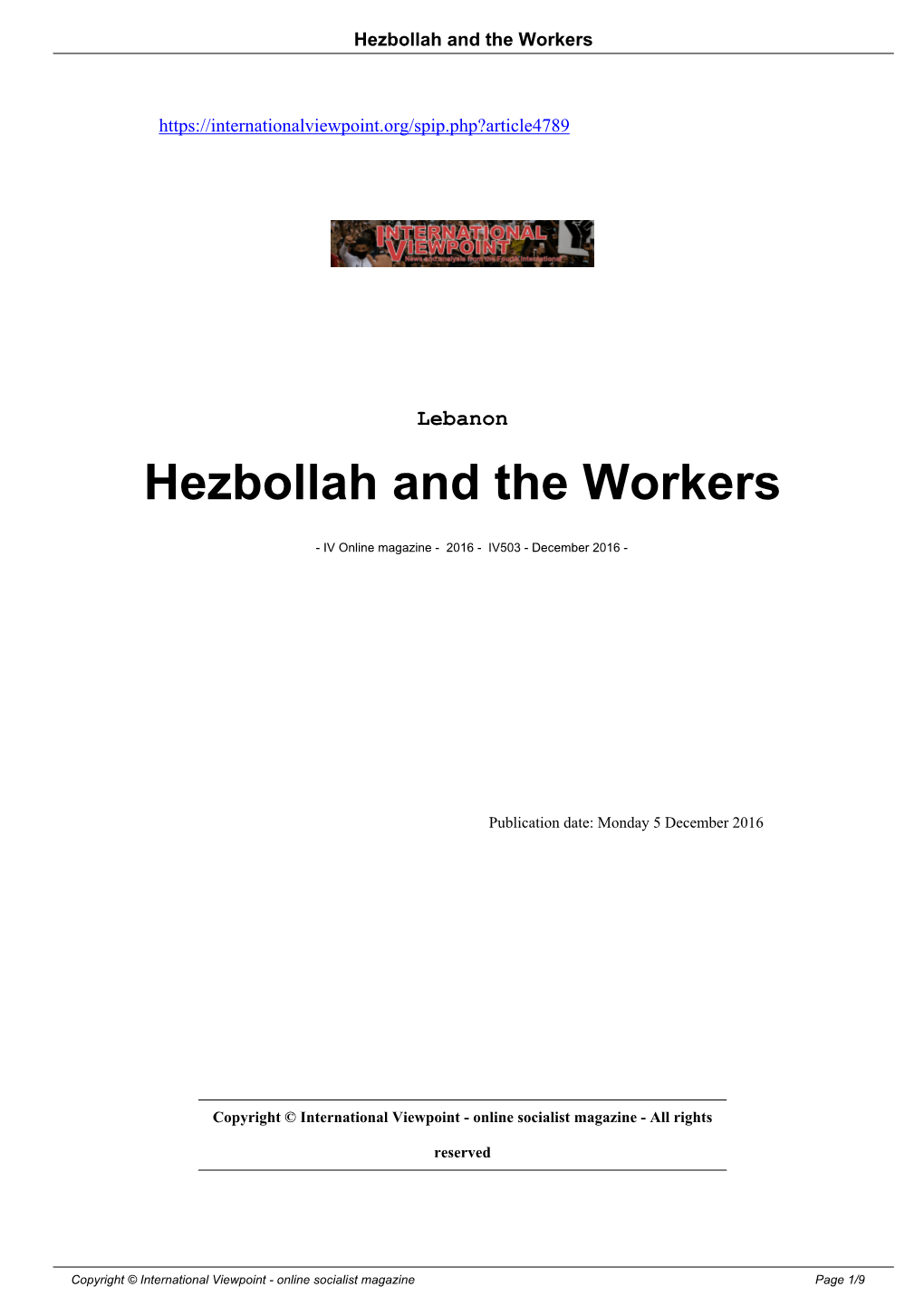 Hezbollah and the Workers