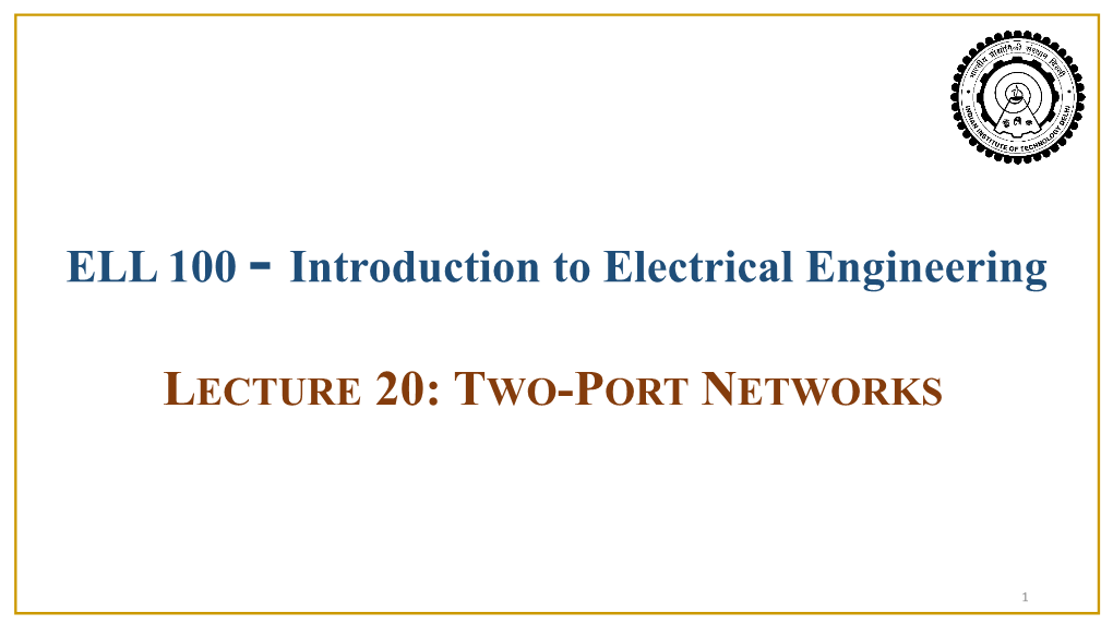 Two-Port Networks