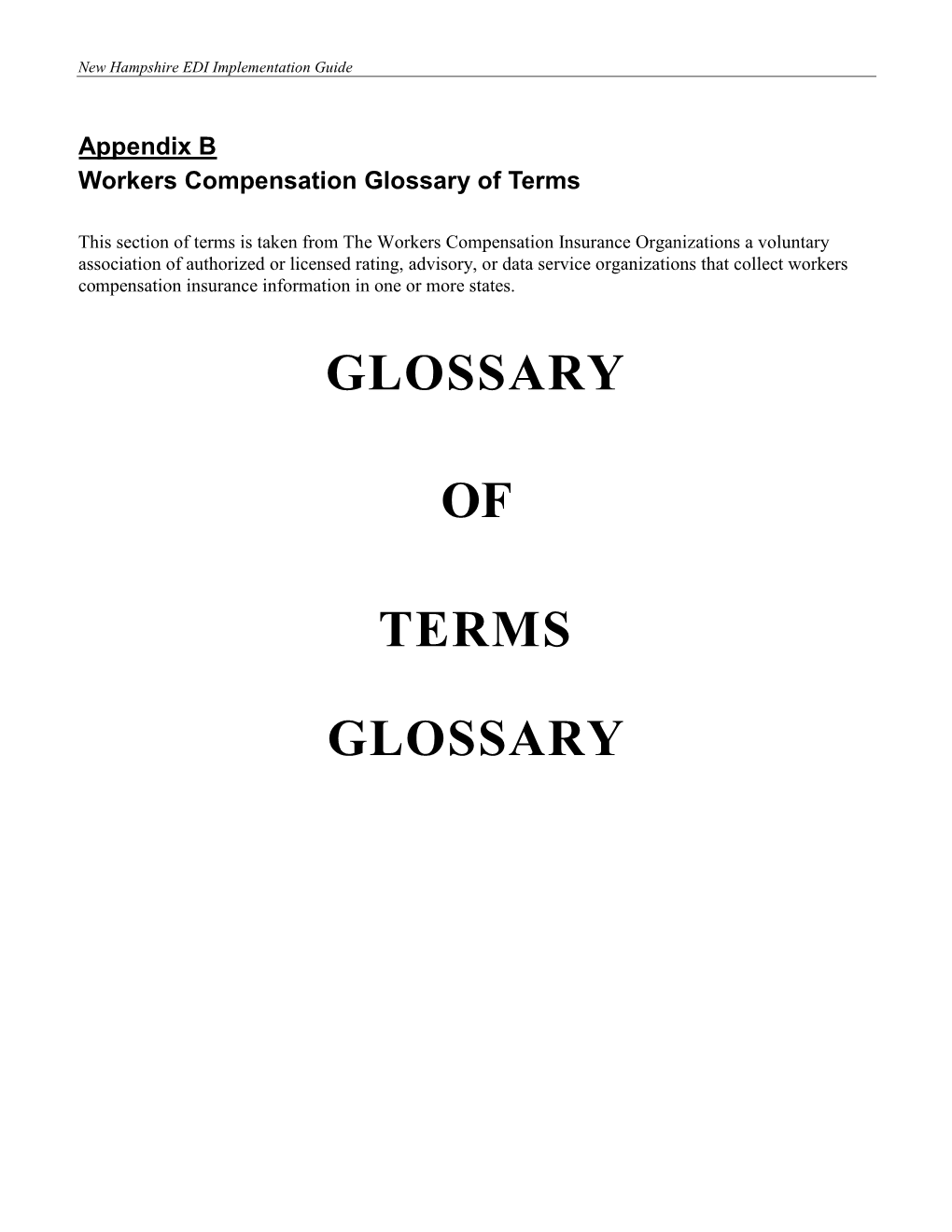 Appendix B Workers Compensation Glossary of Terms