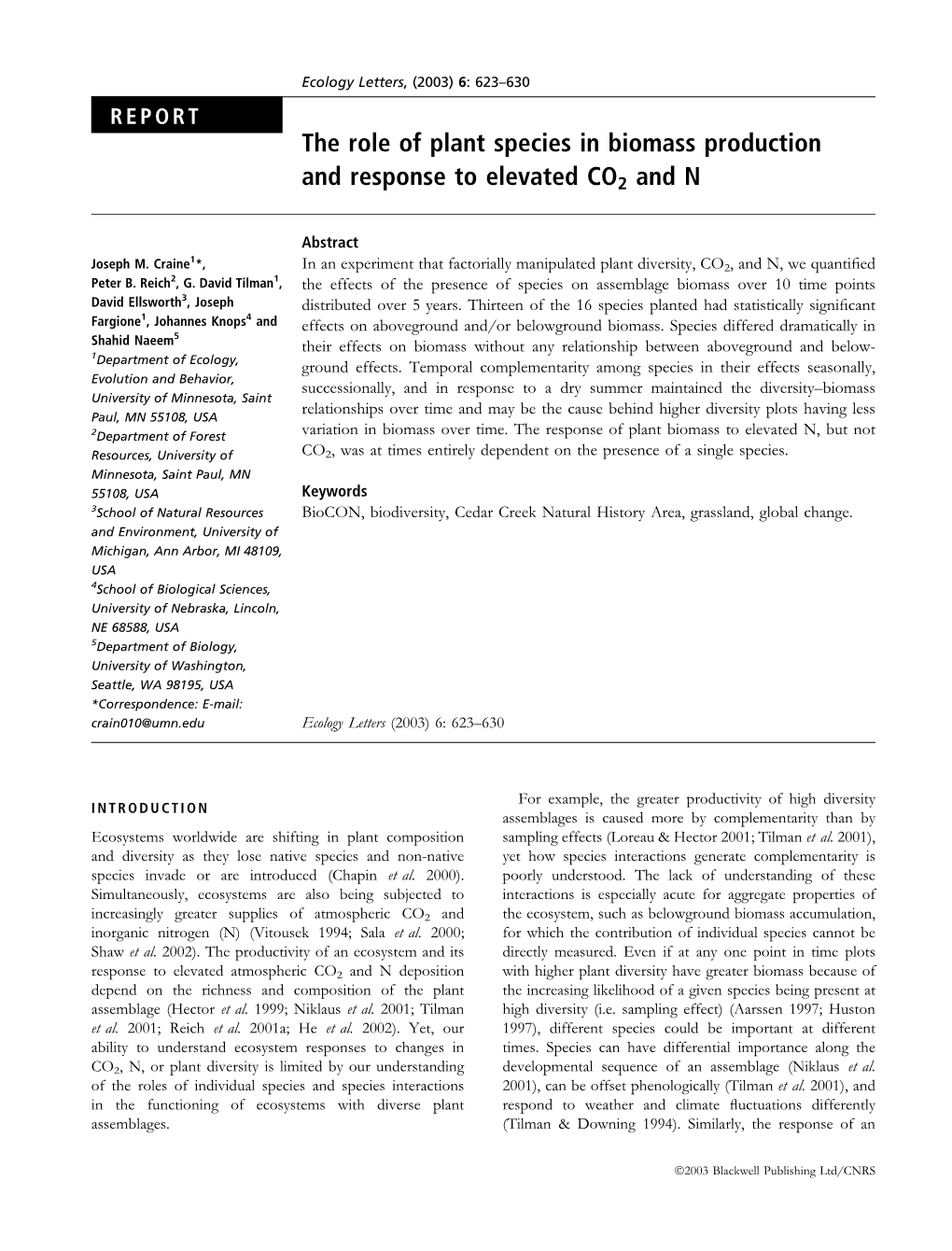 The Role of Plant Species in Biomass Production and Response To