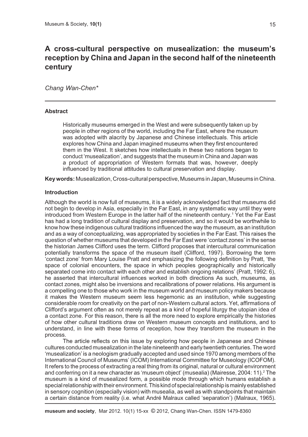 A Cross-Cultural Perspective on Musealization: the Museum’S Reception by China and Japan in the Second Half of the Nineteenth Century