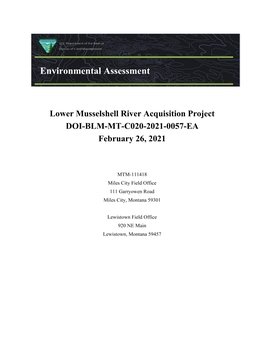 Lower Musselshell River Acquisition Projrect Environmental Assessement