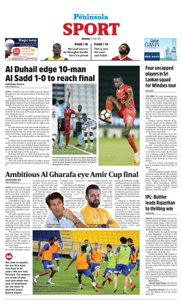 Al Duhail Edge 10-Man Al Sadd 1-0 to Reach Final