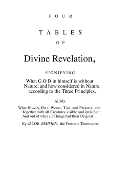 Four Tables of Divine Revelation