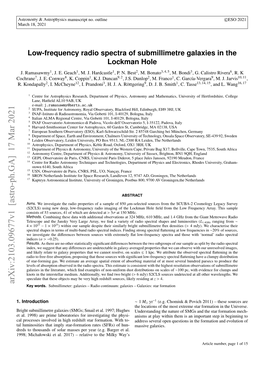 Low-Frequency Radio Spectra of Submillimetre Galaxies in the Lockman Hole J