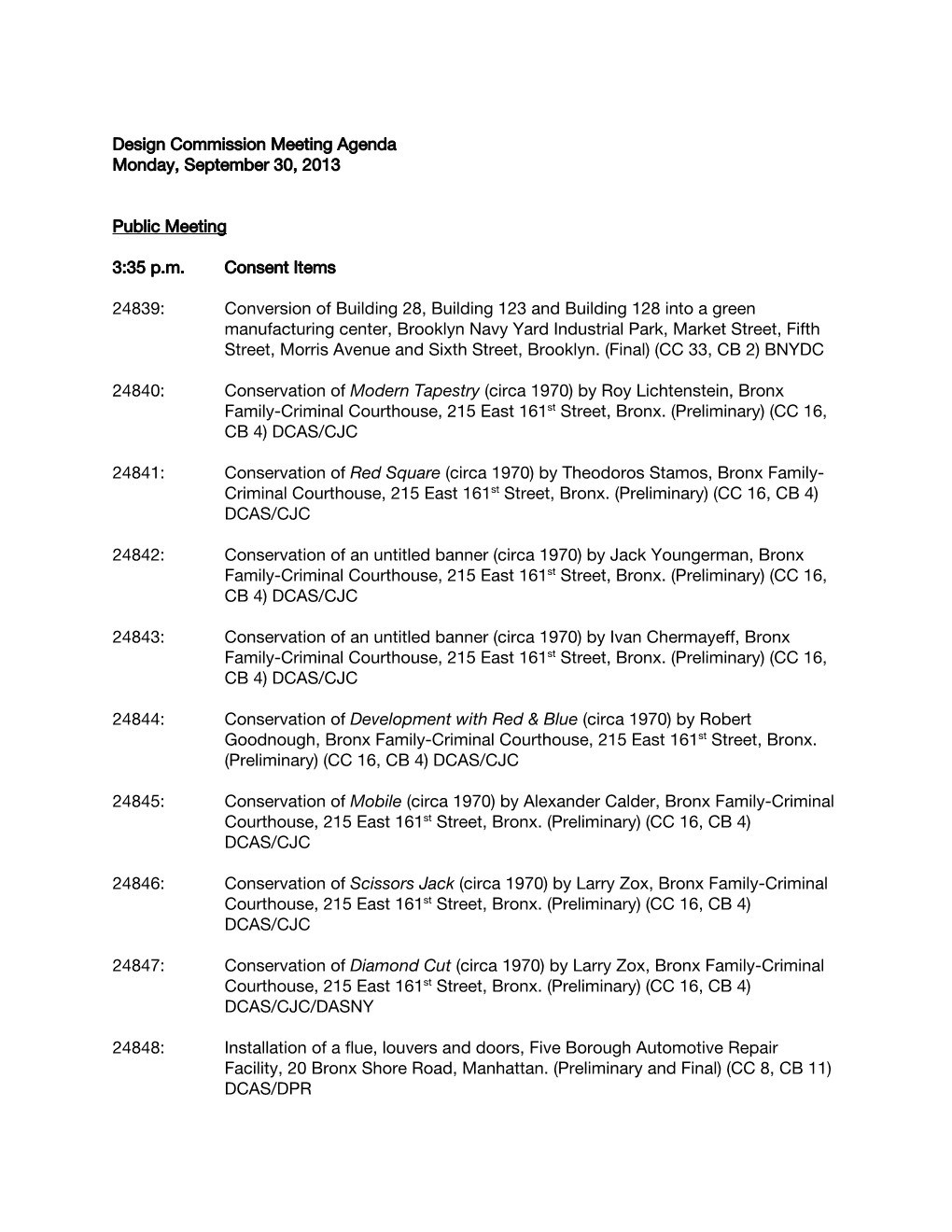 Design Commission Meeting Agenda Monday, September 30, 2013