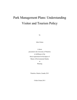 Park Management Plans: Understanding Visitor and Tourism Policy