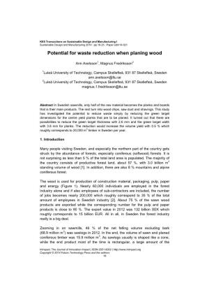 Potential for Waste Reduction When Planing Wood