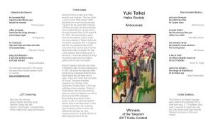 Yuki Teikei the Harvested Field Essayist, and Translator