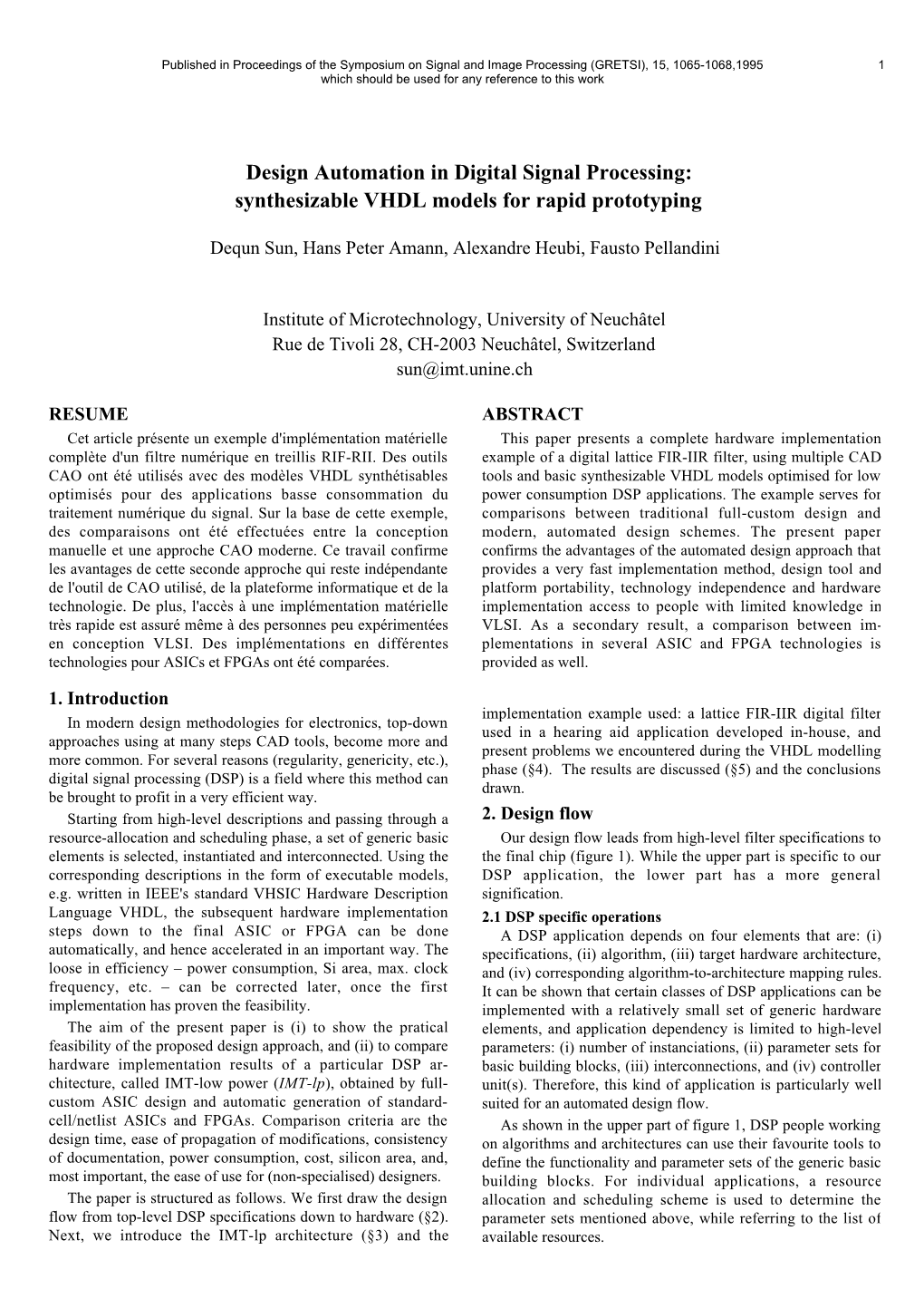 Design Automation in Digital Signal Processing: Synthesizable VHDL Models for Rapid Prototyping