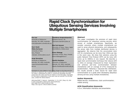 Rapid Clock Synchronisation for Ubiquitous Sensing Services Involving