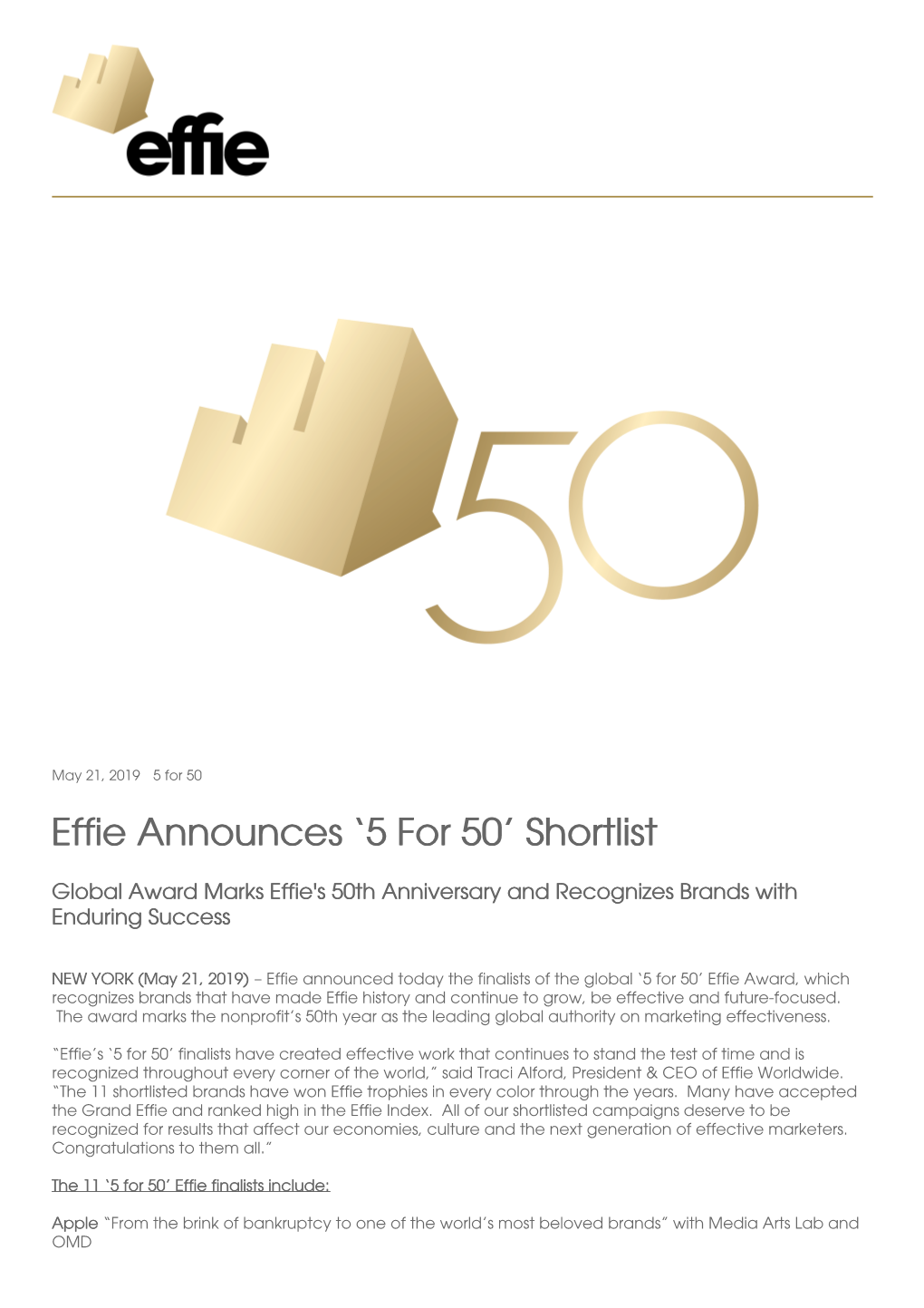 Effie Announces