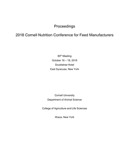 Proceedings 2018 Cornell Nutrition Conference for Feed