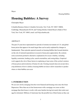 Housing Bubbles Housing Bubbles: a Survey