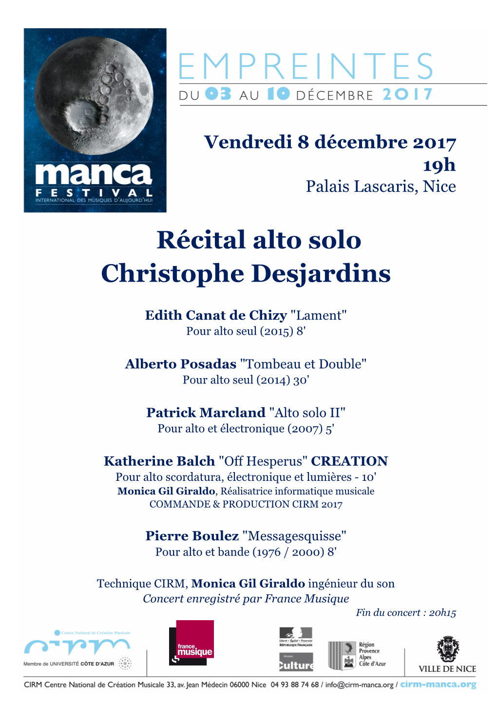 Récital Alto Solo Christophe Desjardins