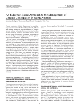 Systematic Review on the Management of Chronic Constipation in North America Lawrence J