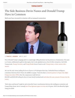 The Side Business Devin Nunes and Donald Trump Have in Common Both Men Have Invested in Wineries with an Unusual Connection