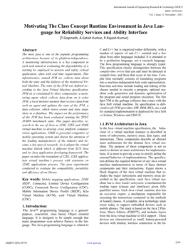 Motivating the Class Concept Runtime Environment in Java Lan- Guage for Reliability Services and Ability Interface {T.Gopinath, A.Satish Kumar, P.Rajesh Kumar}