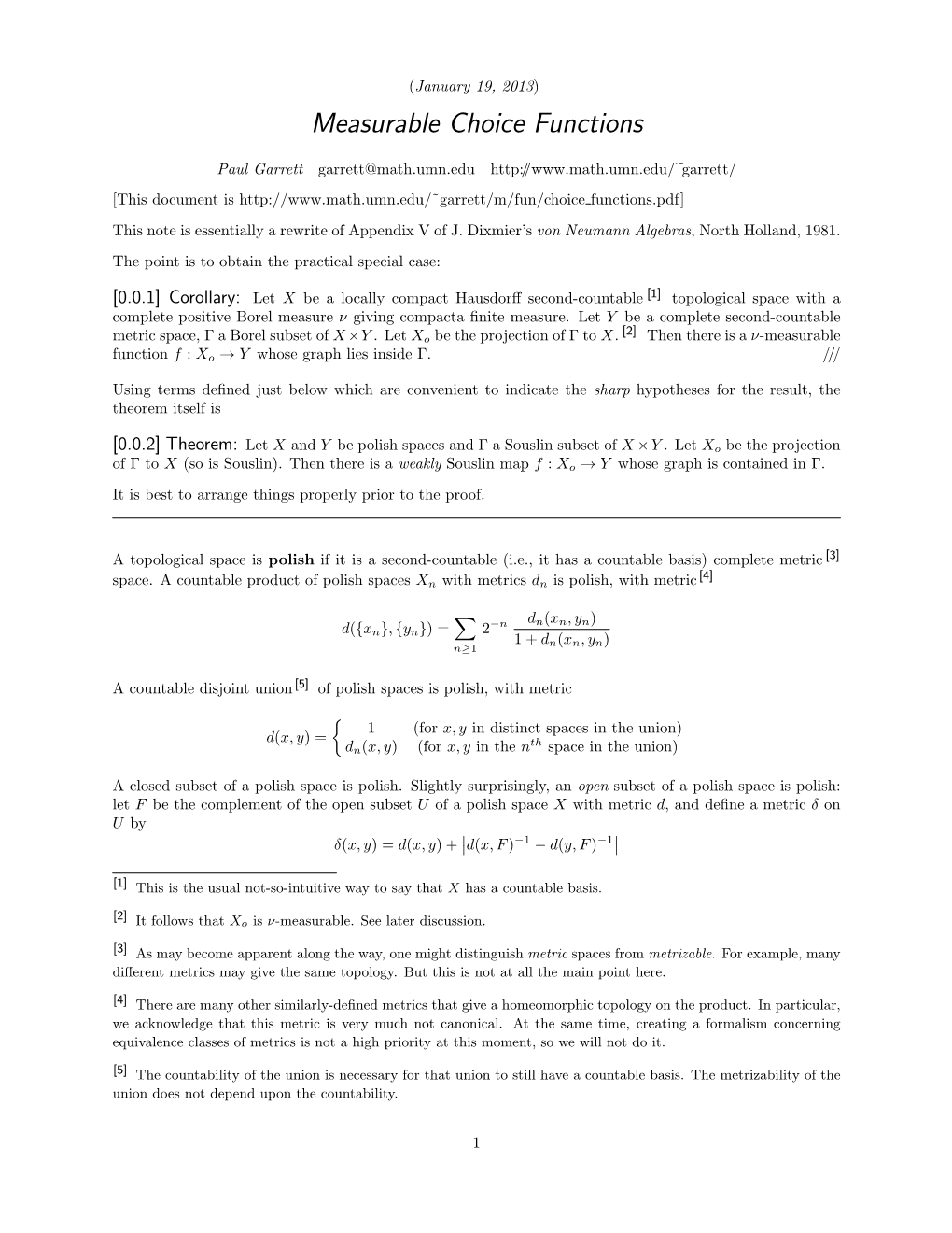 Measurable Choice Functions