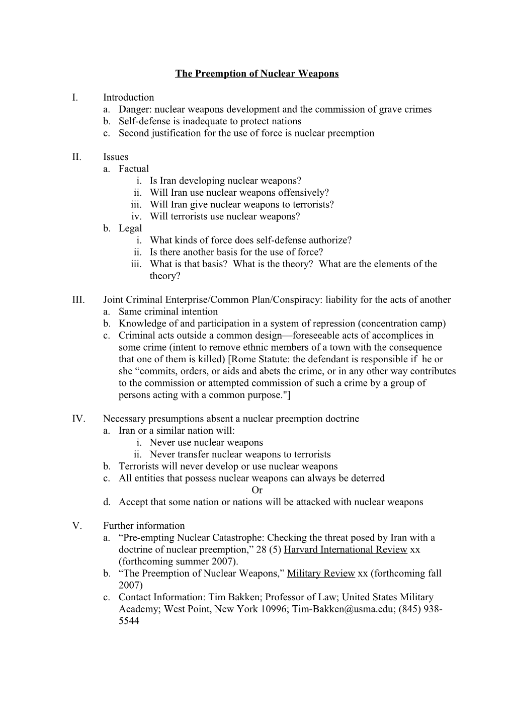 ANU Preemption of Nuclear Weapons