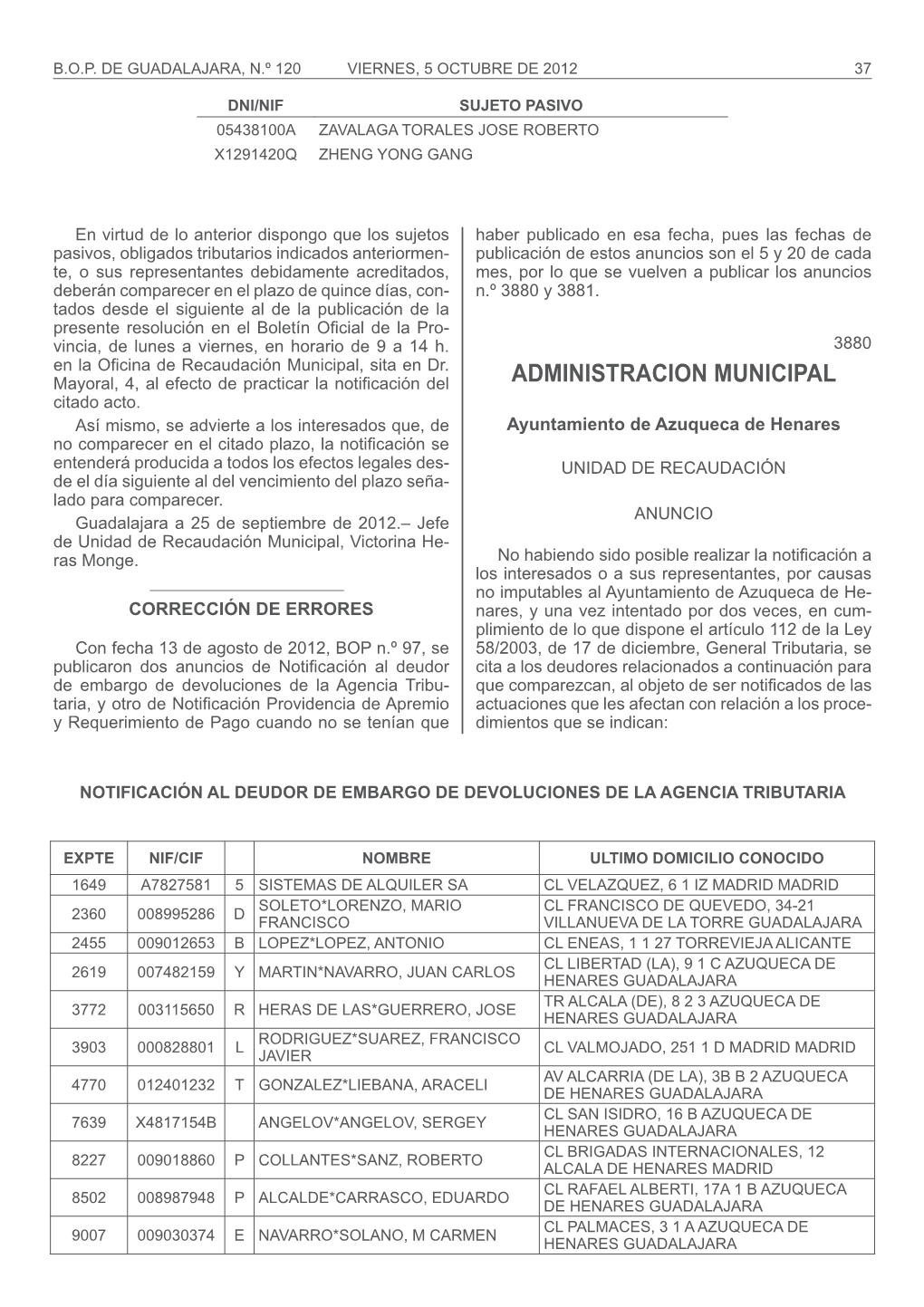 ADMINISTRACION MUNICIPAL Citado Acto