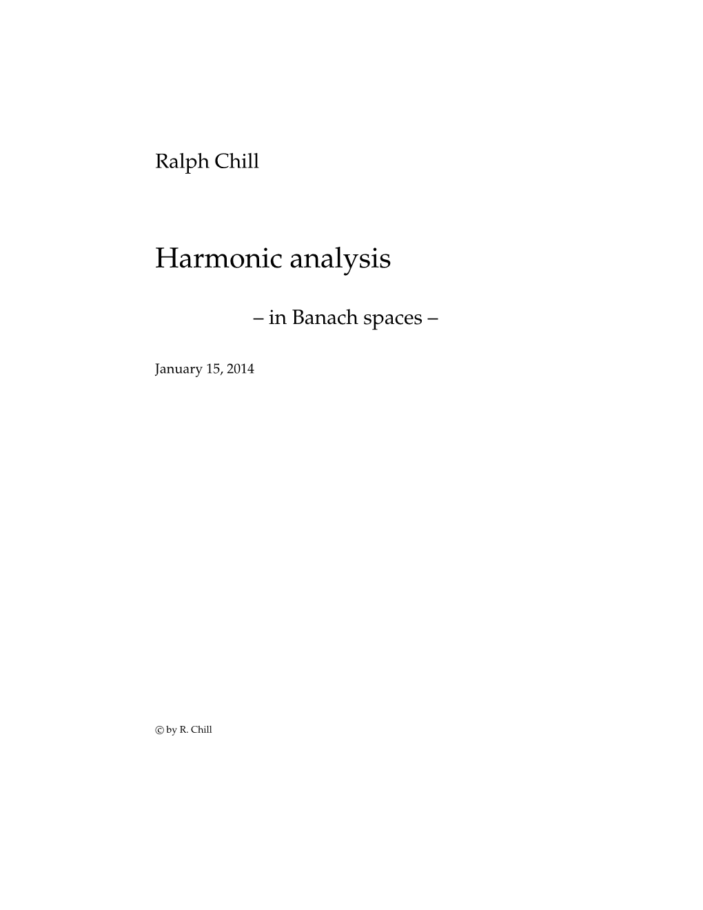 Harmonic Analysis