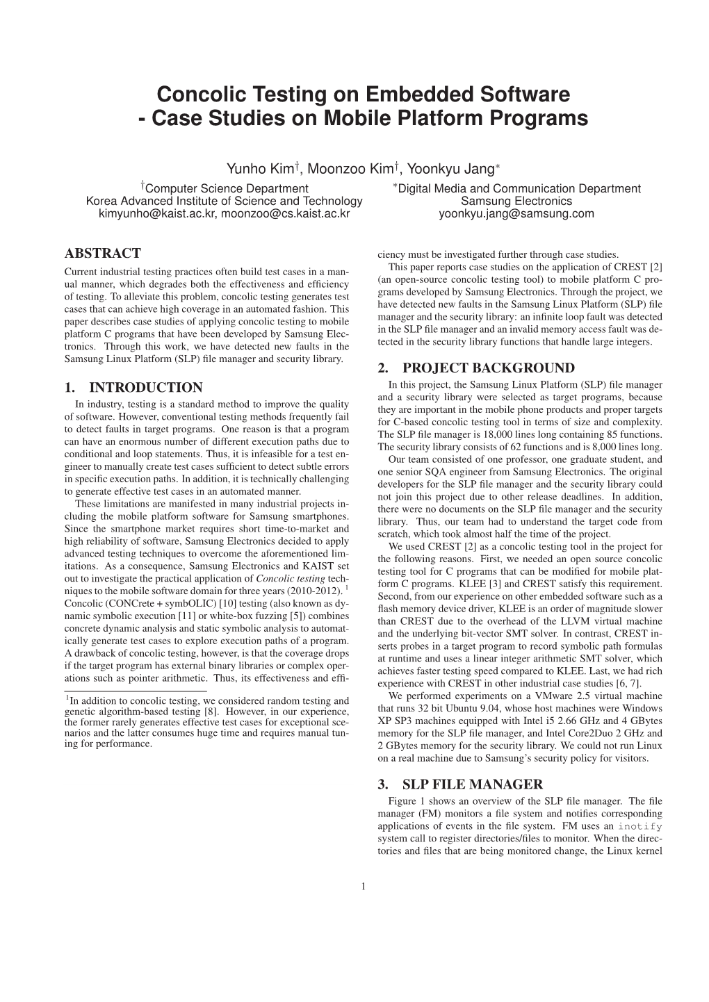 Concolic Testing on Embedded Software - Case Studies on Mobile Platform Programs