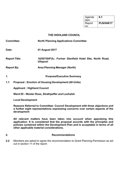 Applicant: the Highland Council (16/05739/FUL) (PLN/048/17)