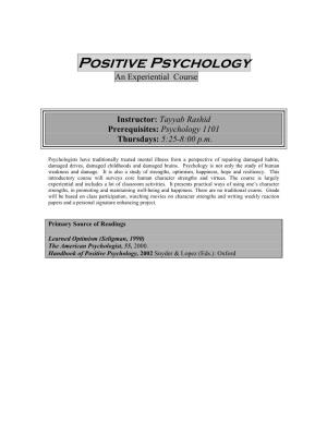 Positive Psychology Syllabus
