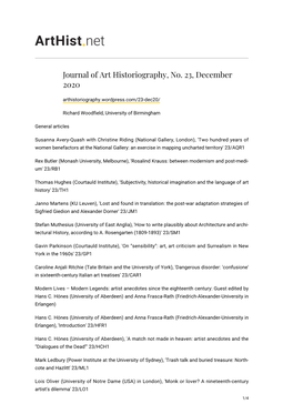 Journal of Art Historiography, No. 23, December 2020