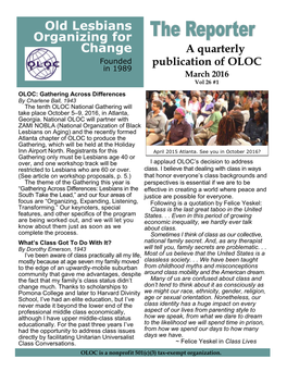 March 2016 Vol 26 #1 OLOC: Gathering Across Differences