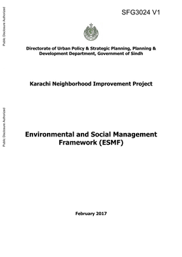 Karachi Neighborhood Improvement Project : Environmental Assessment