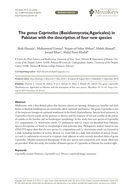 The Genus Coprinellus (Basidiomycota; Agaricales) in Pakistan with the Description of Four New Species
