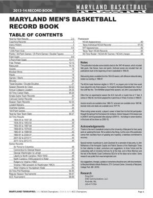 Maryland Men's Basketball Record Book