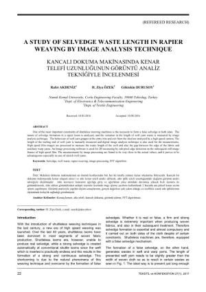 A Study of Selvedge Waste Length in Rapier Weaving by Image Analysis Technique