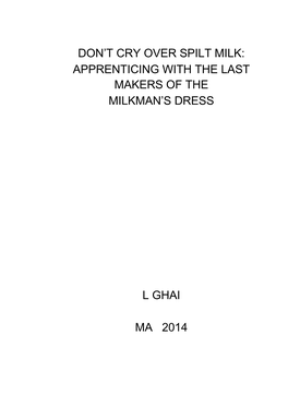 Apprenticing with the Last Makers of the Milkman's Dress L Ghai Ma 2014