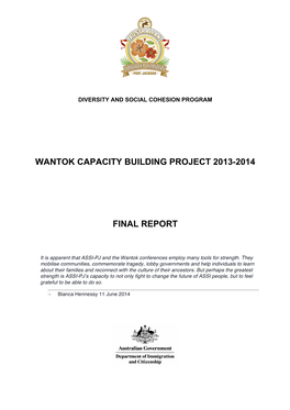 Wantok Capacity Building Project 2013-2014 Final Report
