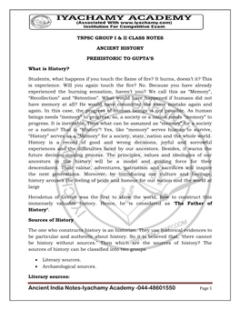 Ancient India Notes-Iyachamy Academy -044-48601550 Page 1