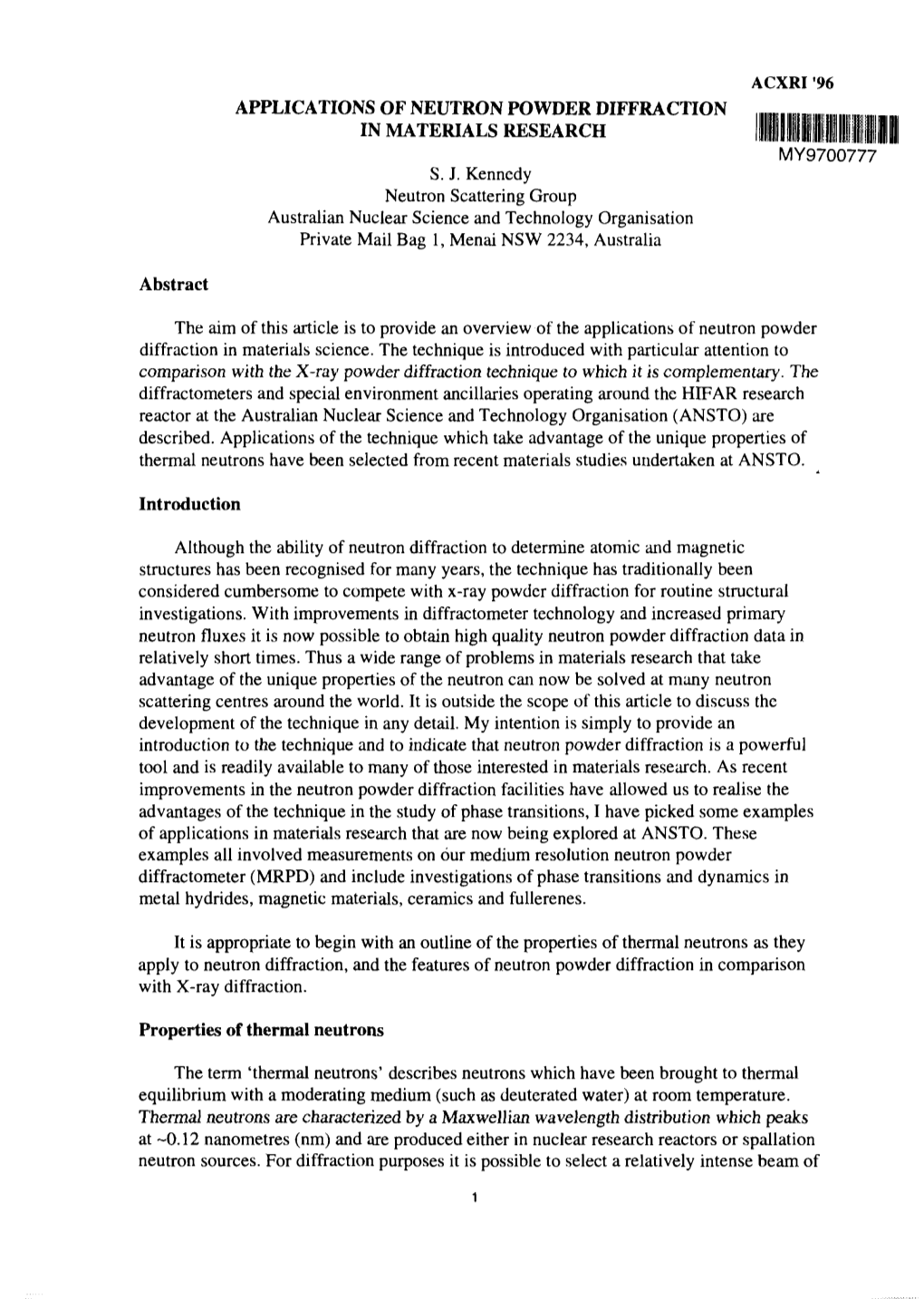 Applications of Neutron Powder Diffraction in Materials Research