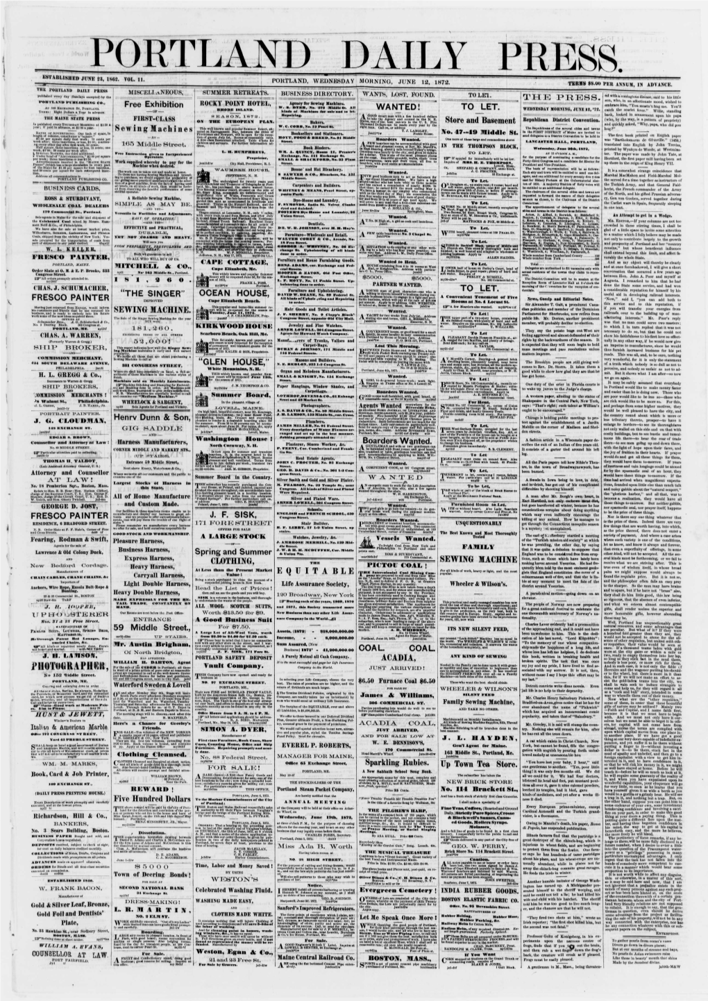 Portland Daily Press: June 12,1872