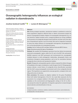 Oceanographic Heterogeneity Influences an Ecological Radiation in Elasmobranchs
