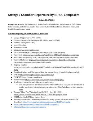 Strings / Chamber Repertoire by BIPOC Composers