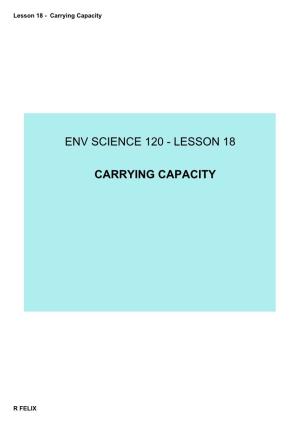 Lesson 18 ­ Carrying Capacity