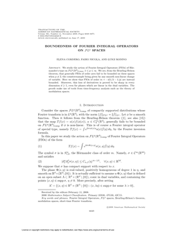 BOUNDEDNESS of FOURIER INTEGRAL OPERATORS on Flp SPACES