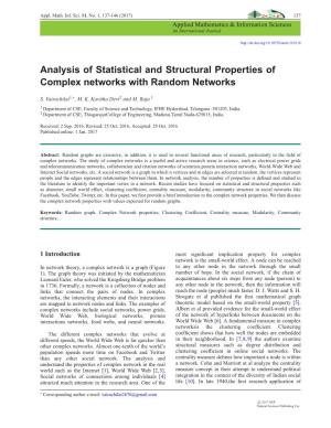 Analysis of Statistical and Structural Properties of Complex Networks with Random Networks