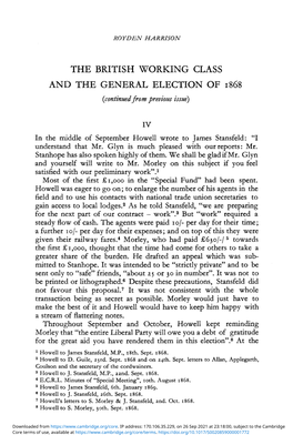 THE BRITISH WORKING CLASS and the GENERAL ELECTION of 1868 {Continued from Previous Issue)