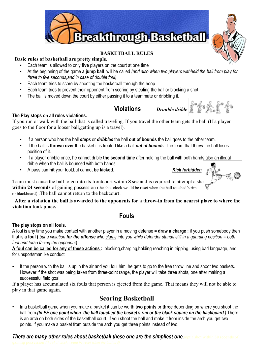 Basketball BASIC RULES