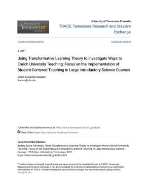 Using Transformative Learning Theory to Investigate Ways to Enrich University Teaching: Focus on the Implementation of Student-C